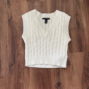 white cropped sweater vest